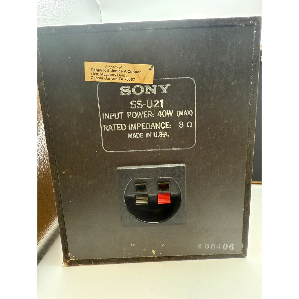 Sony SS-U21 Vintage Bookshelf Speakers Wood Grain 40W 8 Ohm Made in USA Pair